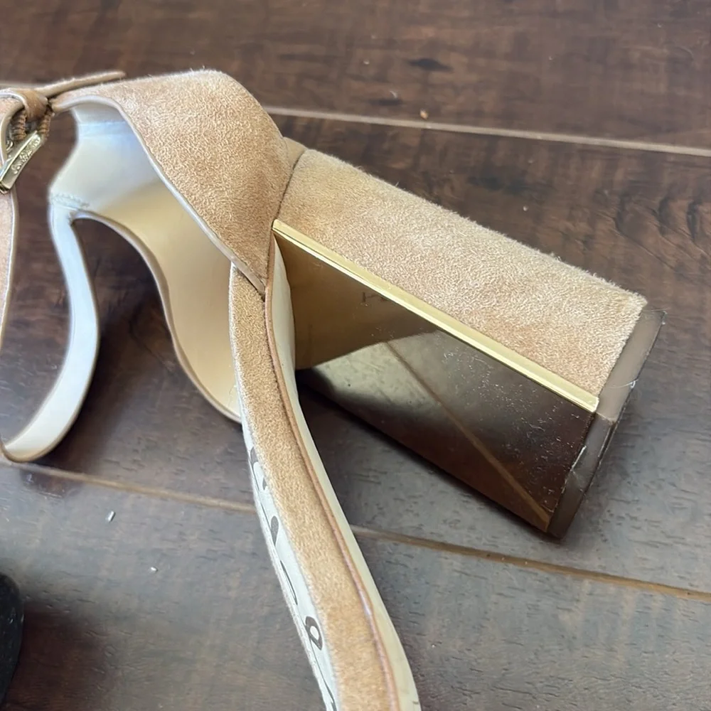 🔥Sam Edelman Synthia Camel Suede Ankle Strap Heels - Picture 8 of 8